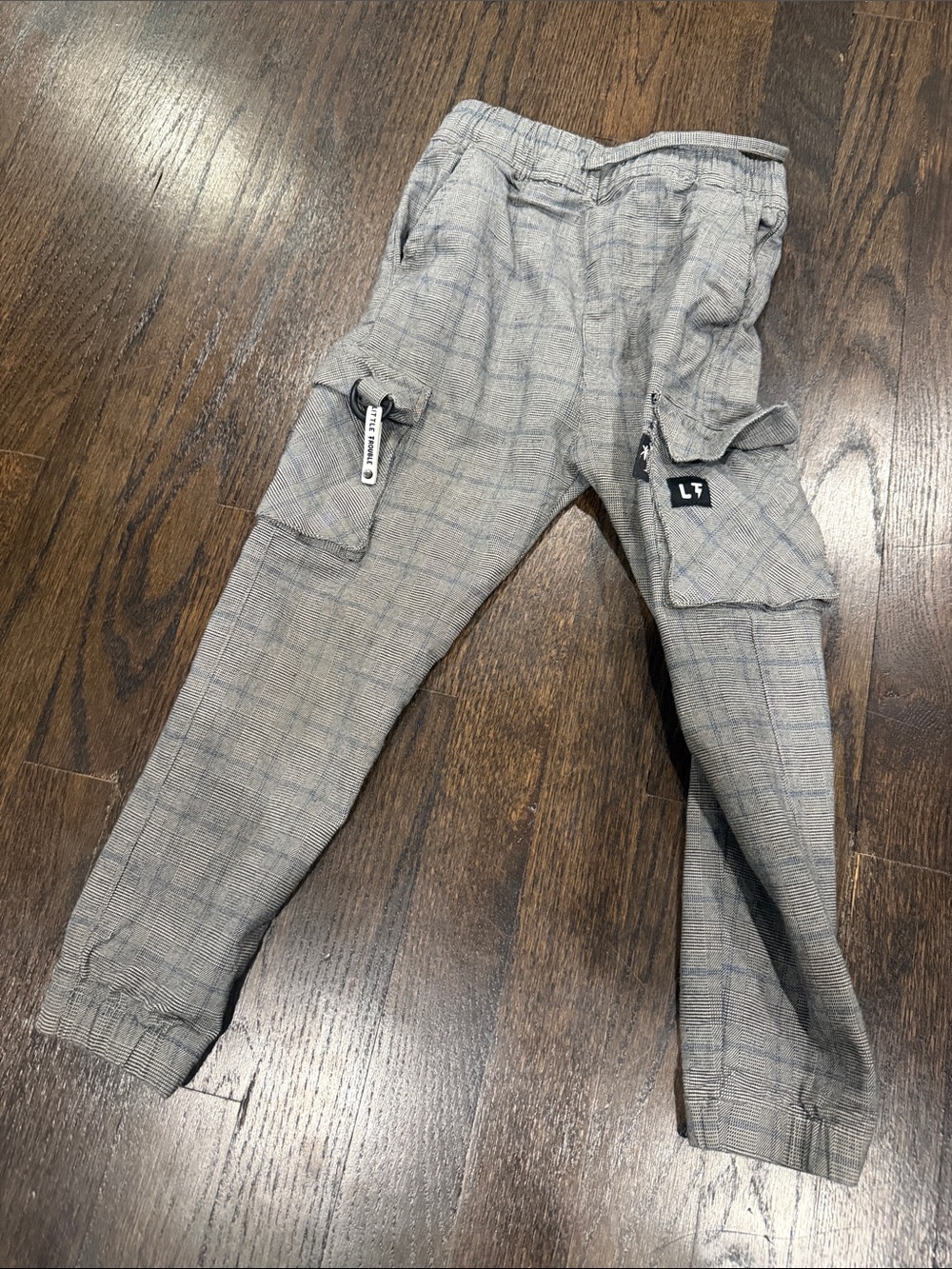 Little Trouble Plaid Jogger Pants - Gray size 6